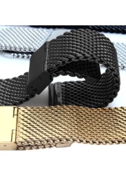 18mm 20mm 22mm 24mm Quick Release Global Milanese Watchband Watch Band Mesh Stainless Steel Strap Wrist Strap Bracelet Black