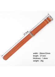 20mm 22mm NATO Genuine Leather Strap Watches High Quality Dark Brown Color Zulu Watch Strap Replacement Watch Accessories