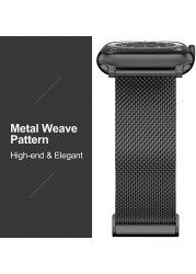 Metal stainless steel band f or Apple watch chain 7 45mm 41mm Milanese mesh loop replacement men women strap for iWatch series se 7 6