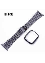 Case + Strap for Apple Watch Band 45mm 41mm 44mm/40mm 42mm/38mm Stainless Steel Metal Bracelet iWatch Series 5 4 3 se 6 7
