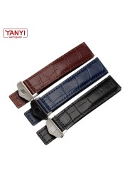 Genuine Leather Bracelet 19mm 20mm 22m For Tag Heuer Watches Men Wrist Band Accessories Fold Buckle Leather Watch Strap