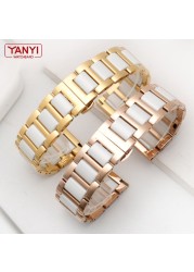 ceramic bracelet in stainless steel watchband 12 13 14 15 16 17 18 20 22mm watch strap women man fashion wrist band