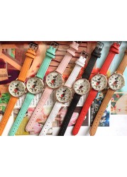 Disney Mickey Korean version fashion simplicity animation PU strap quartz watch Mickey Mouse children's watch boy girl