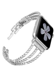 Luxury Chain with Diamond Replacement Strap for Apple Watch 7 6 SE 5 4 Band 44mm 40mm Wrist Bracelet Band for iWatch 3 42mm 38mm