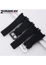 waterproof band 32*17mm black rubber watch strap with buckle stainless steel watchband men customized fit DZ1215 1216 bracelet