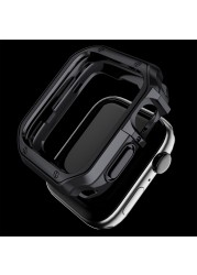 silicone case protector + metal strap for apple watch band 45mm 44mm 42mm 41mm 40/38 stainless steel bracelet chain 3 4 5 6 se 7