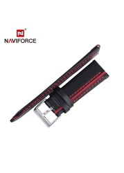 NAVIFORCE Genuine Leather Luxury Watches High Quality Men's 24mm Watch Wrist Strap Brown Black Red Blue Strap Casual Bracelet
