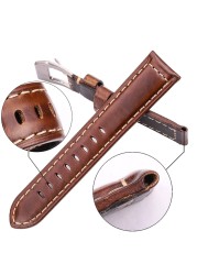 Genuine Leather Watch Band for Men, Dark Brown, 20mm, 22mm, 24mm Cowhide Watch Accessories