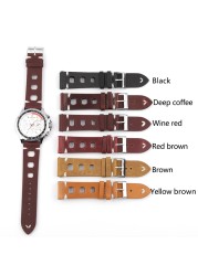 Handmade Vintage Leather Strap Watch Band Watch Accessories Bracelet 18mm20mm 22mm 24mm Red Black Brown Watchband