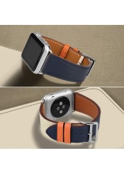 one round for apple watch band 44mm 40mm 45mm 41mm 42mm 38mm 44 45mm genuine leather bracelet iWatch serie 3 4 5 se 6 7 strap