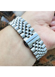 Silver plated stainless steel watch straps, metal watch band accessories, 16 18 19 20 21 22 mm