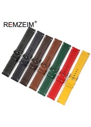 Double-sided Leather 18mm 20mm 22mm 24mm Watchband Quick Release Watch Band Strap Men Women Yellow Red Black Watch Accessories