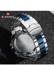 Luxury Brand NAVIFORCE Digital Men Sports Watch Steel Band Waterproof Chronograph Luminous Alarm Clock Quartz Male Wristwatch