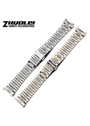 Curved End Stainless Steel Watchband Bracelet Watch Straps 16mm 17mm 18mm 19mm 20mm 21mm 22mm 23mm 24mm Steel Banding Bracelet