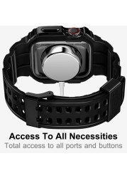 Case Bands Compatible with Apple Watch 45mm 41mm Moving Castle Rugged Metal Bumper Men Military Strap for IWatch 7 SE 6 5 4 3