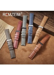 Calf leather watch strap 20mm 22mm quick release watchband for women men watch accessories solid buckle blue red green