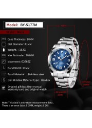 2022 New BENYAR Stainless Steel Automatic Men's Watches Top Brand Water Resistant Luxury Mechanical Wristwatch for Men