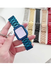 Luxury Stainless Steel Strap + Case for Apple Watch 41mm 45mm 44mm 40mm 42 Band Metal Bracelet for iWatch Serie 7 6 5 4 Wristband