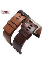 Genuine Leather Watchband Bracelet 22 24 26 28 30mm Watch Strap with Rivet for Diesel DZ7406 DZT2009 DZ7413 DZ7257 Watch Band