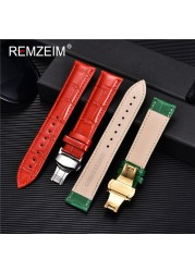 REMZEIM New Watch Band Strap Woman Watchbands Genuine Leather Strap Watch Band 18mm 20mm 22mm 24mm Multicolor Watch Bands