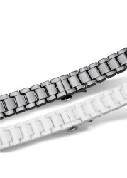 Ceramic watch band for men and women, high quality, black and white, 14 15 16 17 18 19 20 21 22 mm