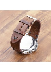 Retro Genuine Leather Watchband 18mm 20mm 22mm 24mm Calfskin Watch Straps Breathable Breathable Handmade Stitching For Men