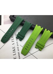 28mm Black Blue 15703 Nature Rubber Silicone Watchband Men Watch Strap Band for AP Watch Audemars & Piguet Strap Logo Tools