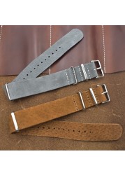 NATO Strap 18mm 20mm 22mm 24mm High Quality Leather Gunuine NATO Zulu Strap Army Watchband Wristwatch Strap With Three Buckle