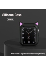 Cartoon Cat Ears Protective Sleeve for Apple Watch Case 44mm 40mm 42mm 38mm for iwatch Serie 3 4 5 6 Se Case Bumper Accessories