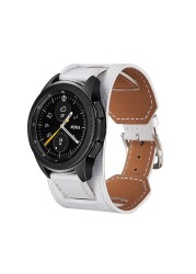 20mm 22mm Band For Samsung Galaxy Watch 4 Classic Active 2 Gear S3 Cuff Genuine Leather Bracelet Huawei Watch gt 2/2e pro strap