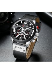 CURREN Men's Fashion Sport Watches Luxury Brand Military Style Leather Wrist Watch Chronograph Fashion