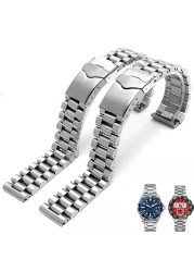 High Quality Stainless Steel Watchband For Tag Heuer Male Strap 20mm 22mm Silver Bracelet With Folding Buckle Band