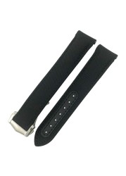 19mm 20mm 21mm High Quality Nylon Fabric Cowhide Watchband For Omega Seamaster AT150 De Ville Speedmaster Curved Watch Strap