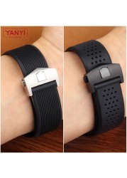 Curved end silicone rubber watch strap 24mm for tag ho-or watch accessories waterproof watchband wrist band bracelet