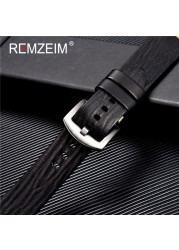 Rimzm Tanned Leather Watch Strap Antique Watch Strap 18mm 20mm 22mm 24mm Red Gray Blue High Quality Wristband Strap Accessories