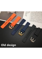 Top Quality 20mm Soft Fluorine Rubber Silicone Watches Strap Buckle Grind Arenaceous Strap Special for Omega Strap for Seamaster 300