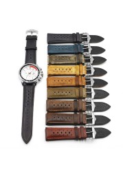 Onthelevel 18mm 20mm 22mm 24mm Genuine Leather Watch Strap Bands Black Blue Brown Multicolor High Quality Men's Watch Band