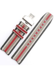 For BU7600 BU7680 Nylon Fabric Watch Band Quartz Men's Watch Band Accessories With Butterfly Buckle Burber-ry Arc Bracelet