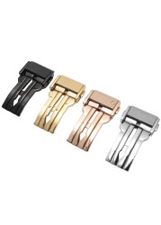 Hot selling high quality sawing buckle 18mm 20mm 22mm 24mm stainless steel folding clasp black silver gold rose gold colors