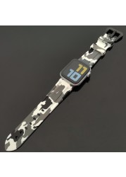 Silicone Camouflage Watch Strap for Apple Watch 42mm 44mm 45mm for iWatch Series 4/5/6/SE/7 38mm 40mm 41mm Military Bracelet