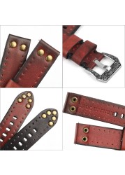 18mm 20mm 22mm 24mm Vintage Genuine Leather Watches Rivet Leather Watch Strap Replacement Carving Watchband Accessories