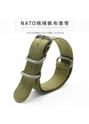 High Duty Quality Watchband 20mm 22mm 24mm 26mm Black Army Green Zulu NATO Nylon Canvas Canvas Watch Strap Black Silver Buckle