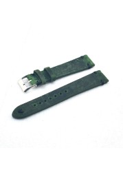 Onthlift - Genuine leather watch strap, handmade, antique, spare, green, buckle 16 18 20 22 24 mm, quick release