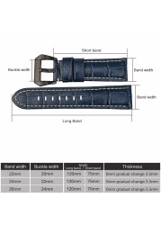 MAIKES Quality Genuine Leather Watch Strap 22mm 24mm 26mm Fashion Blue Watch Accessories Watchband for Panerai Watch Band