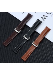 20mm Genuine Cow Leather Watch Band for Omega Watch Band Seamaster 300 De Ville AT150 Aqua Terra 150 Watchband Deploying Buckle Tool