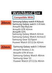 20mm/22mm watch strap for samsung gear s3 galaxy watch 4/4 classic 3/46mm/42mm/active 2 44mm 40mm band Huawei GT/GT2/2e/Pro Band