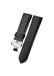 22mm 23mm 24mm Curved End Genuine Leather Watchband Fit For Tissot T035617 Cowhide Watch Strap Butterfly Clasp Bracelets Men