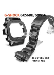 XAOZU Watchbands and Bezel for GX56BB GXW-56 Metal Strap Pro Style Case Frame with Tools 316 Stainless Steel Black Silver Gold