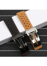 Quality 22mm Cow Leather Watchband for Tag Heuer Carrera Series Men's Band Watch Strap Wristband Accessories Folding Buckle