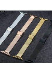 URVOI Band For Apple Watch Series 7 6 SE 5 4321 Slim Milanese Buckle Mesh Wrist Strap For iWatch Classic Stylish Design 41 45mm